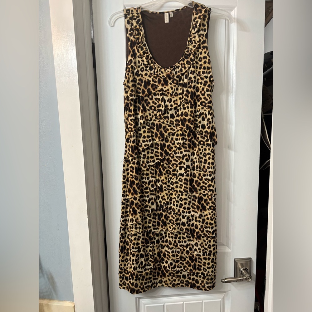 Leopard Print Sleeveless Women’s Dress - Brown/Black